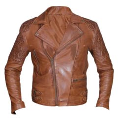 Distressed Sandwash Leather Biker Jacket