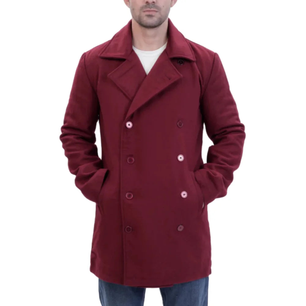Dorian burgundy wool overcoat