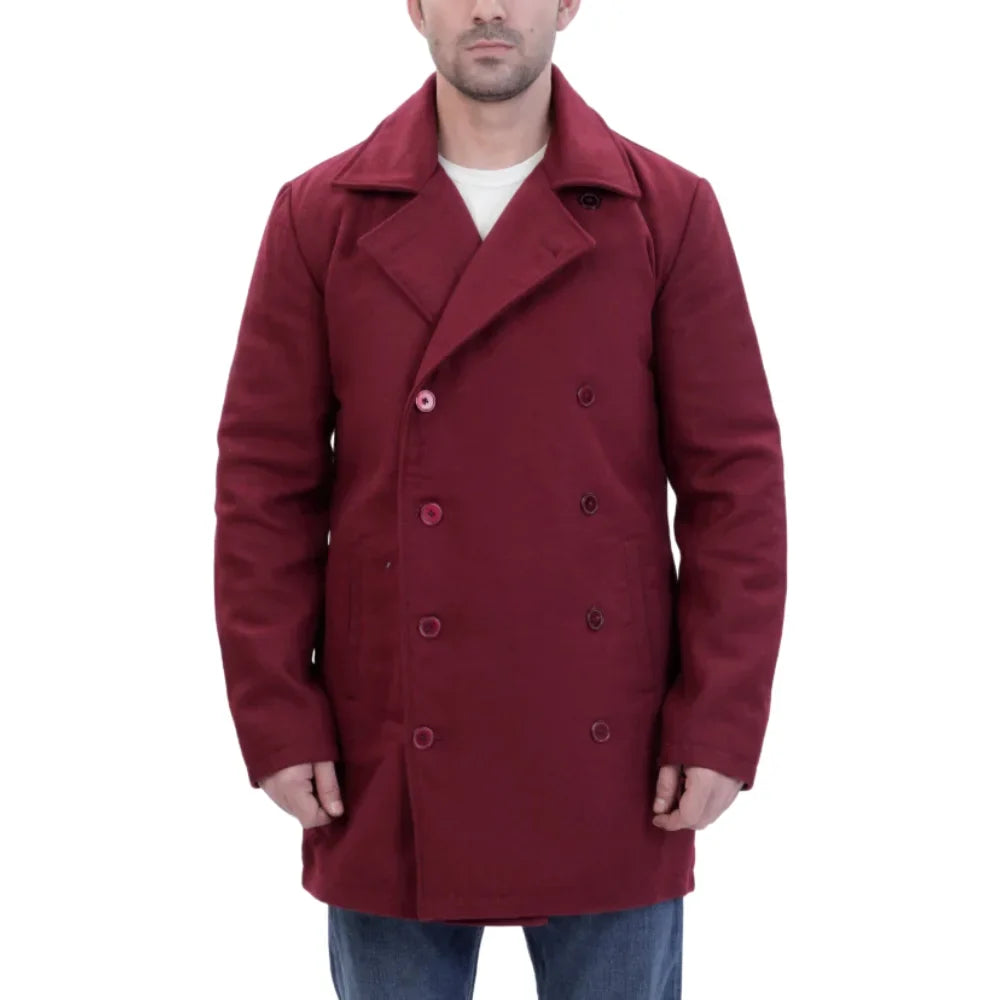 Dorian burgundy wool overcoat
