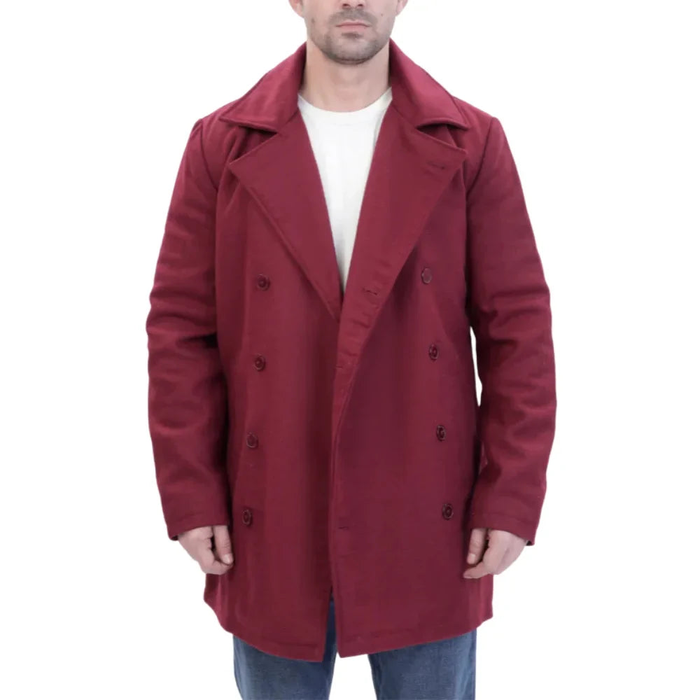 Dorian burgundy wool overcoat