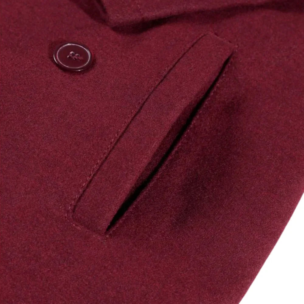 Dorian burgundy wool overcoat