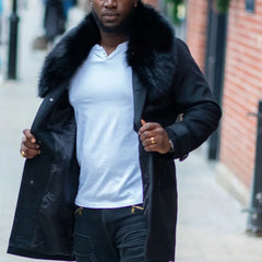 Farrel's Cashmere 3/4 length trench coat with Fox Fur collar