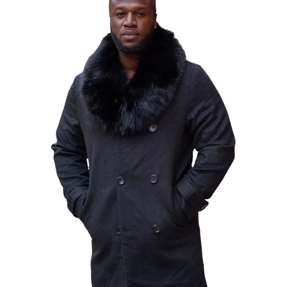 Farrel's Cashmere 3/4 length trench coat with Fox Fur collar
