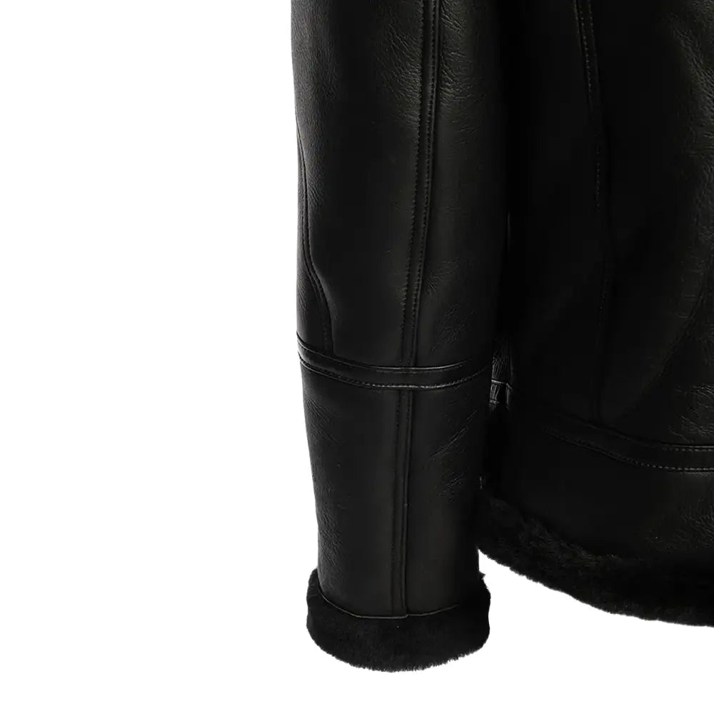 Felix black bomber shearling jacket with hoodie