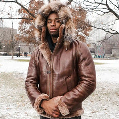 Felix Brown bomber jacket with hoodie