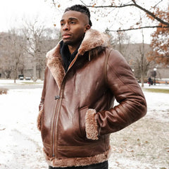 Felix Brown bomber jacket with hoodie