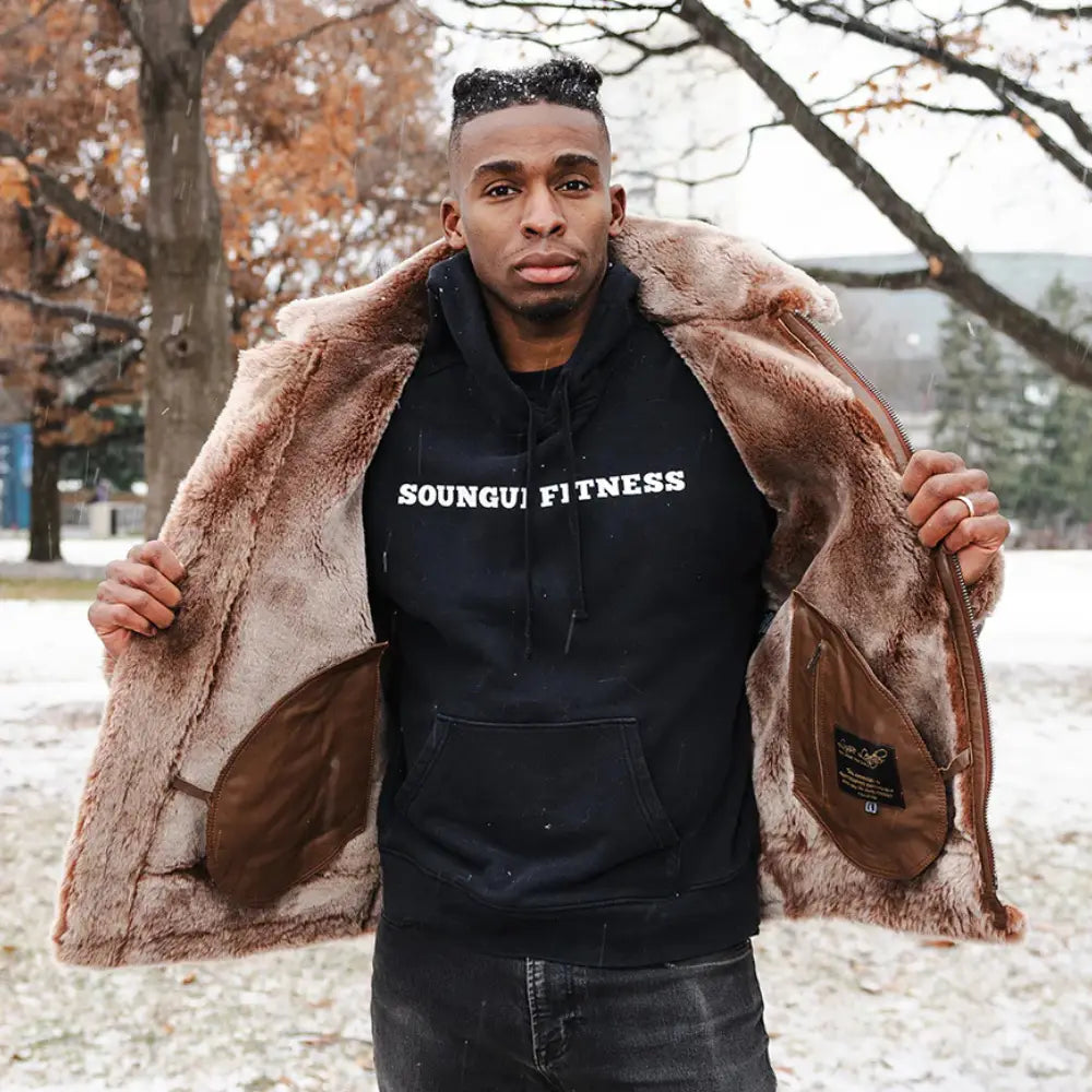 Felix Brown bomber jacket with hoodie