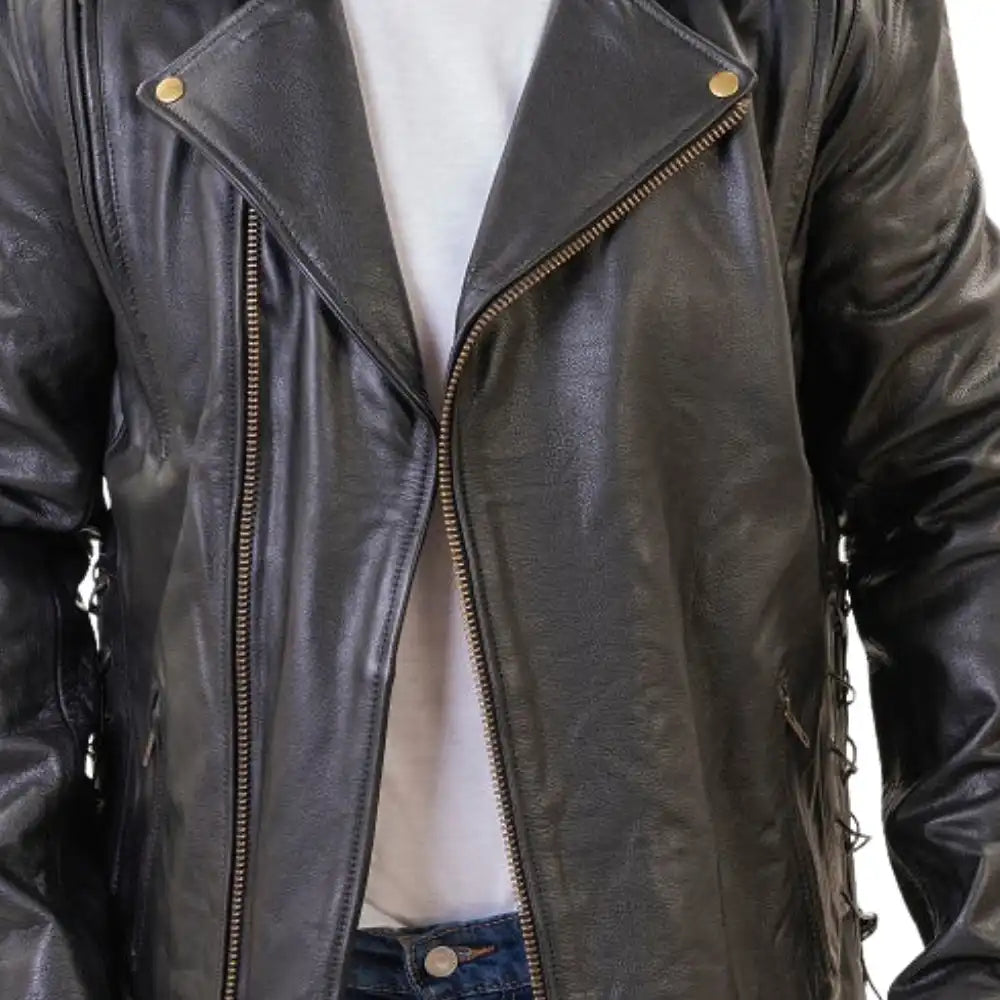 Flint Black Double Rider Leather Motorcycle Jacket