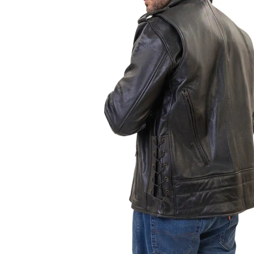 Flint Black Double Rider Leather Motorcycle Jacket
