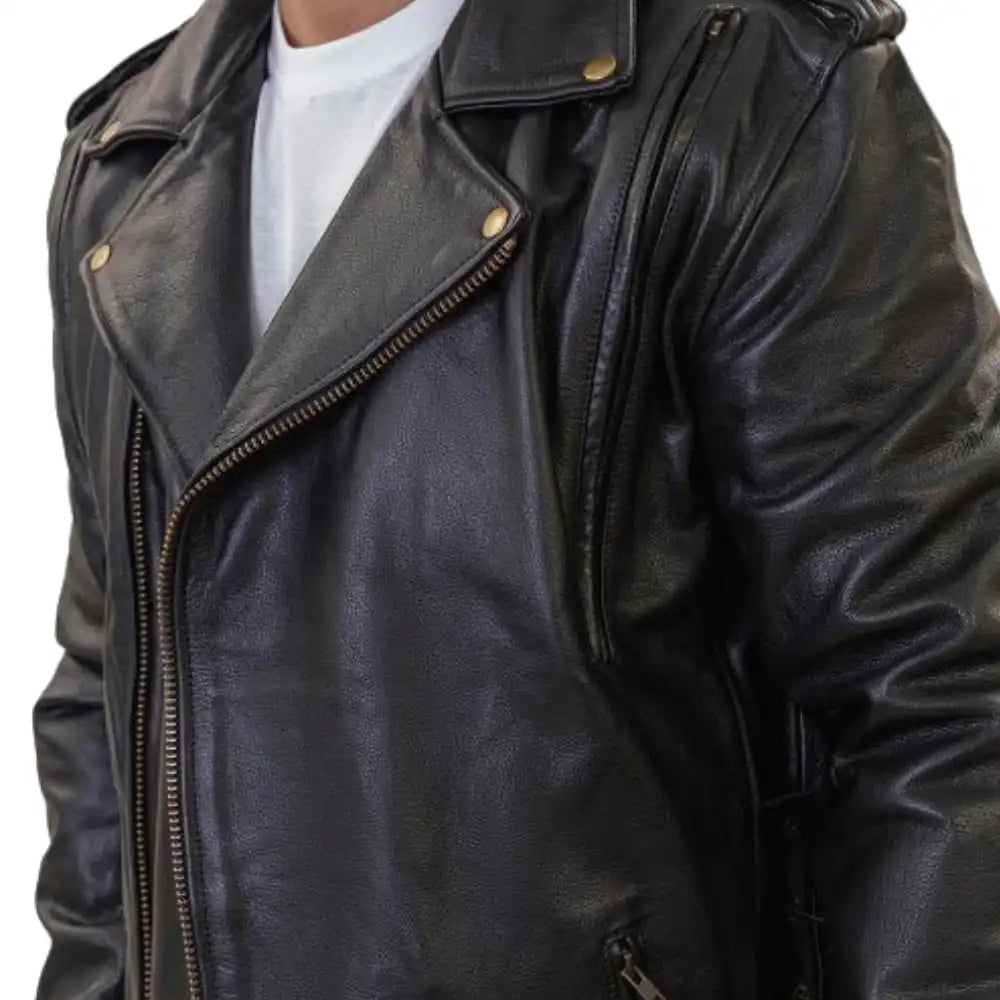 Flint Black Double Rider Leather Motorcycle Jacket