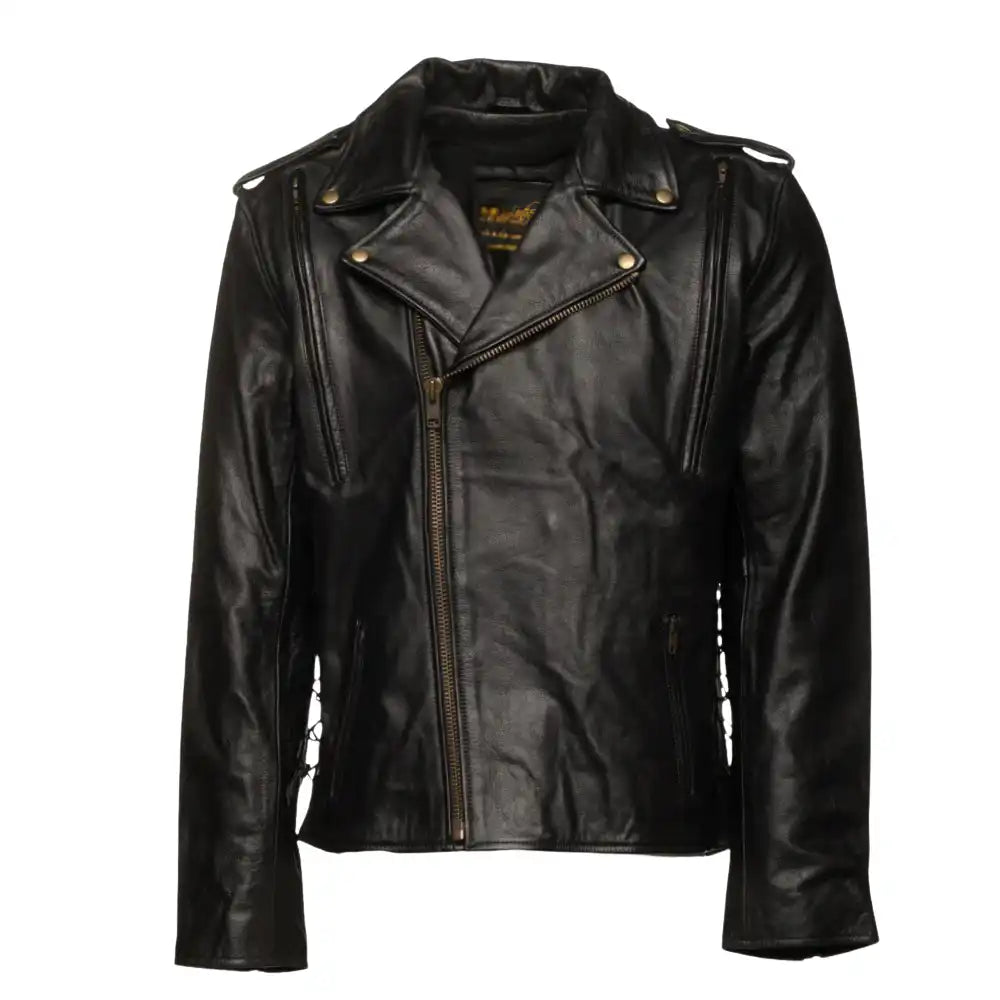 Flint Black Double Rider Leather Motorcycle Jacket