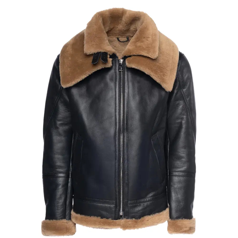 Graysen black Aviator bomber shearling jacket