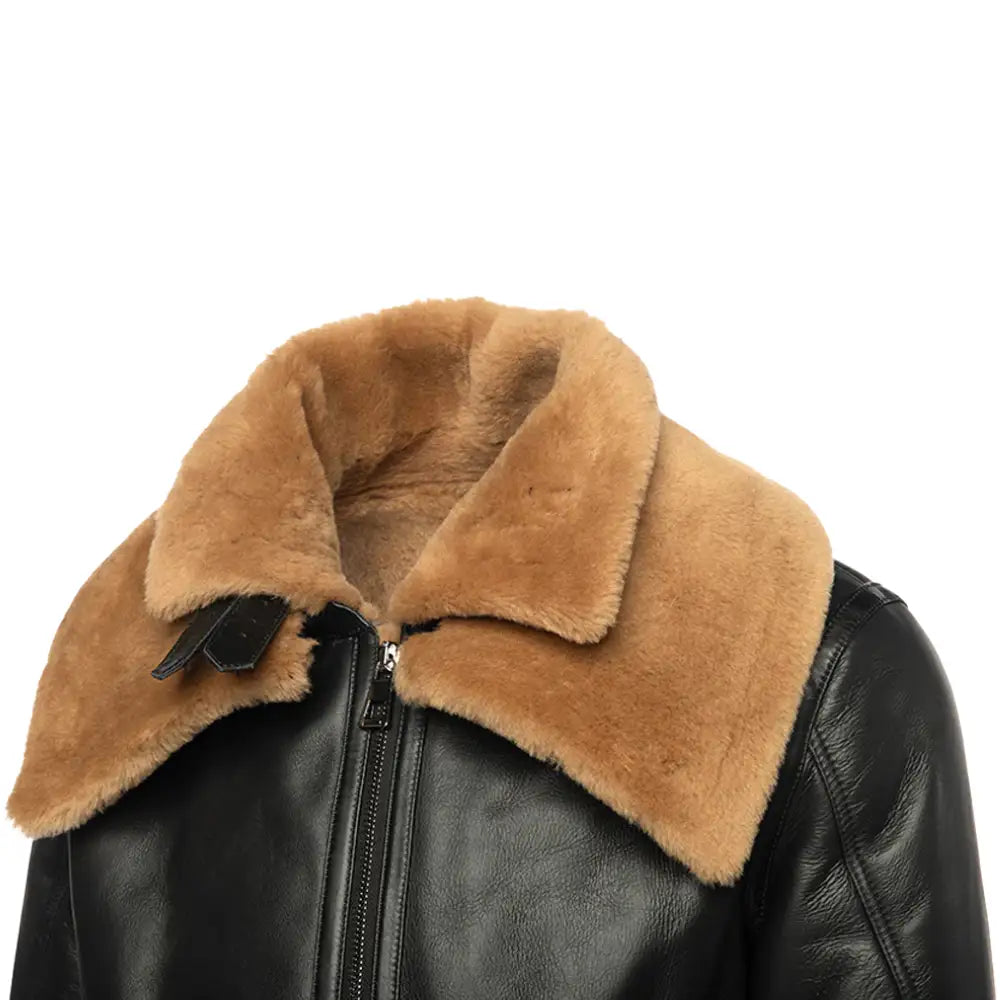Graysen black Aviator bomber shearling jacket