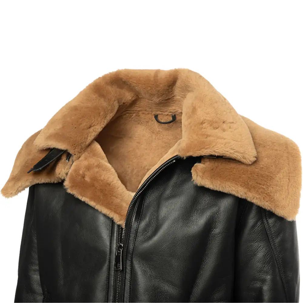 Graysen black Aviator bomber shearling jacket