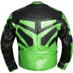 Green Armored Leather Motorcycle Jacket