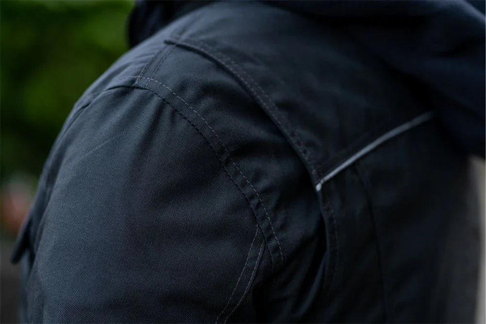 Grey Hooded Air-Ventilation Textile Leather Motorcycle Jacket
