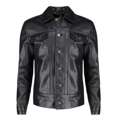 Griff black denim style leather jacket