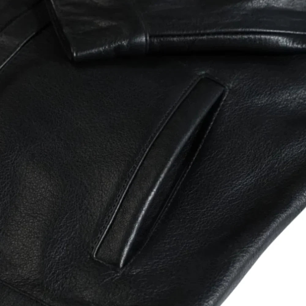 Griff black denim style leather jacket