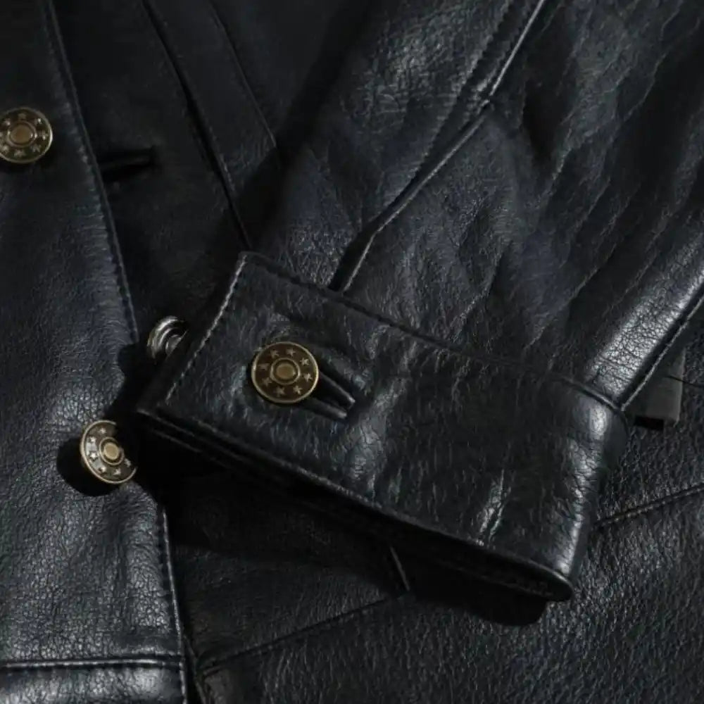 Griff black denim style leather jacket