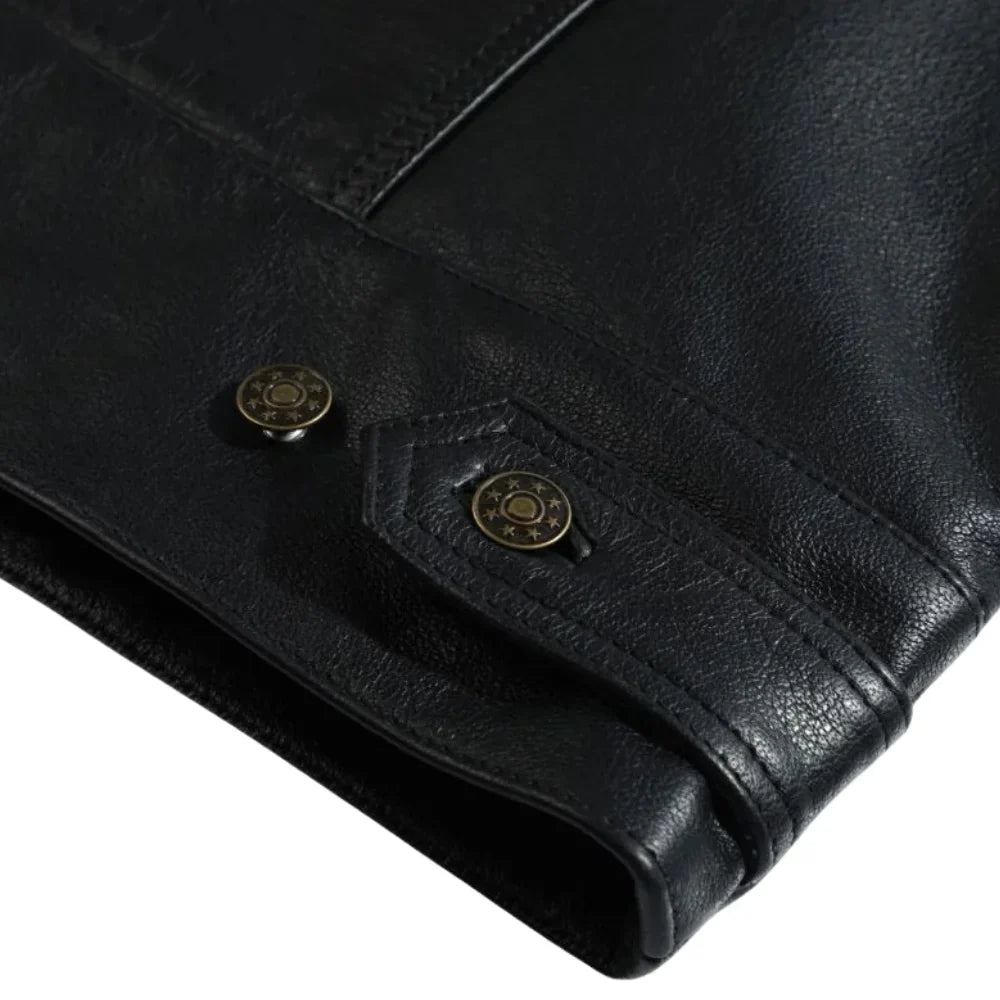 Griff black denim style leather jacket