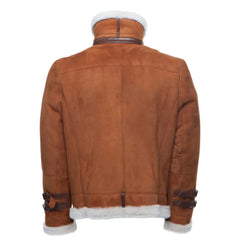 Hagan's Tan Aviator bomber Suede shearling jacket