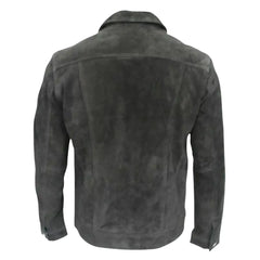 Hart's black suede trucker leather shirt
