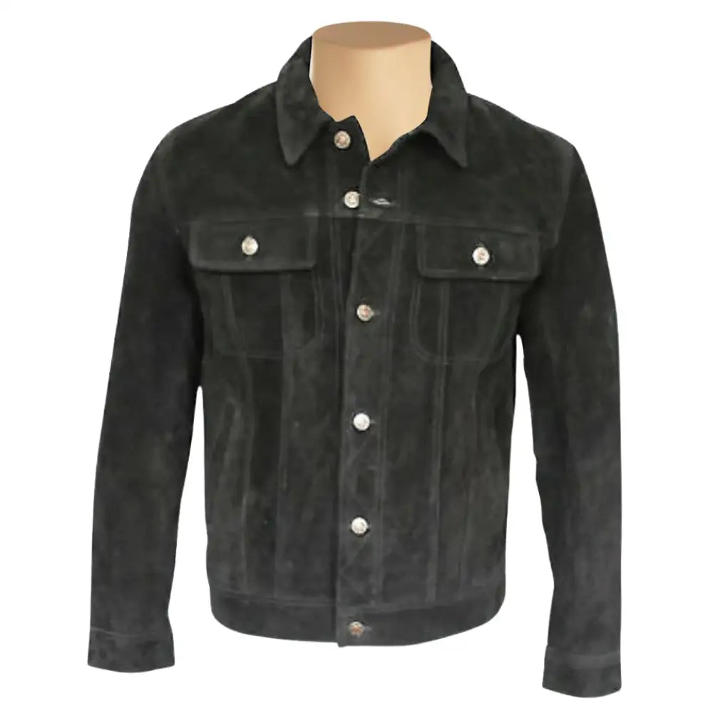 Hart's black suede trucker leather shirt