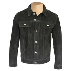Hart's black suede trucker leather shirt