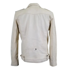 Holman's Cream Belted Leather Biker Jacket