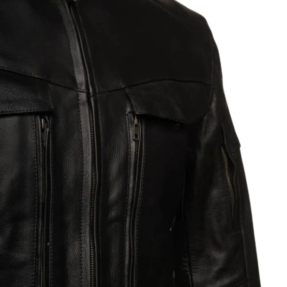 Huxley Black Leather Motorcycle Jacket