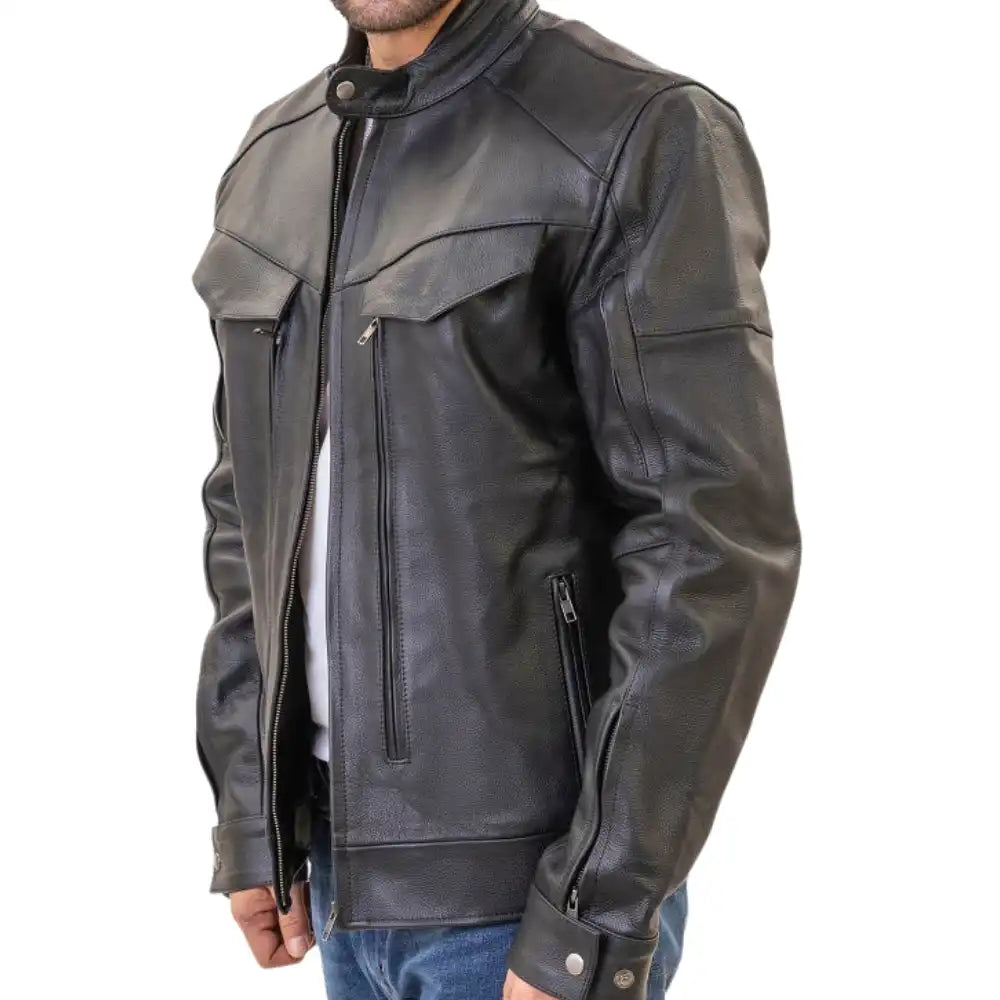 Huxley Black Leather Motorcycle Jacket