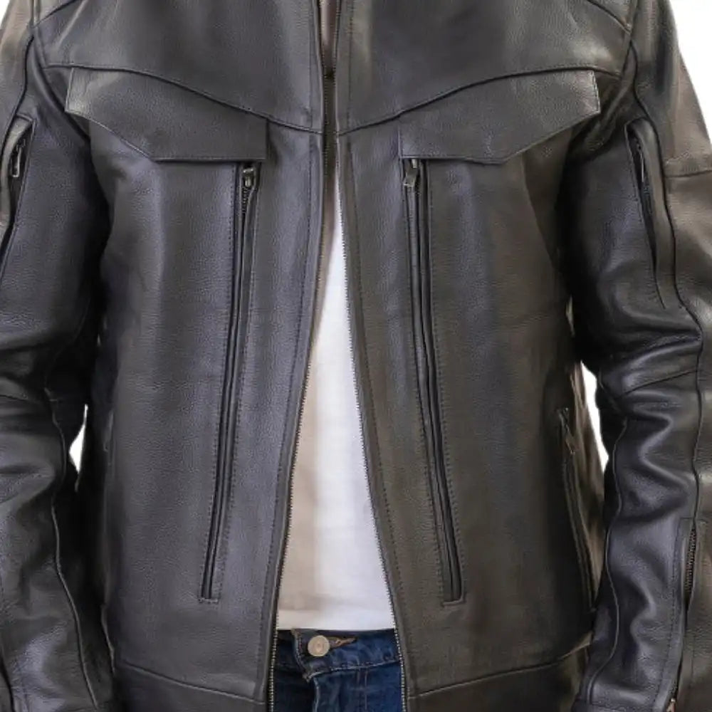 Huxley Black Leather Motorcycle Jacket