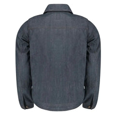 Julian Armored Blue Denim Leather Motorcycle Jacket with Kevlar Lining
