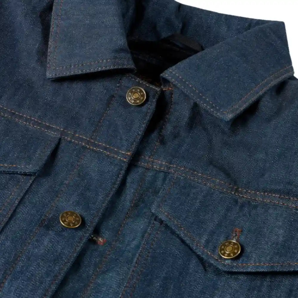 Julian Armored Blue Denim Leather Motorcycle Jacket with Kevlar Lining