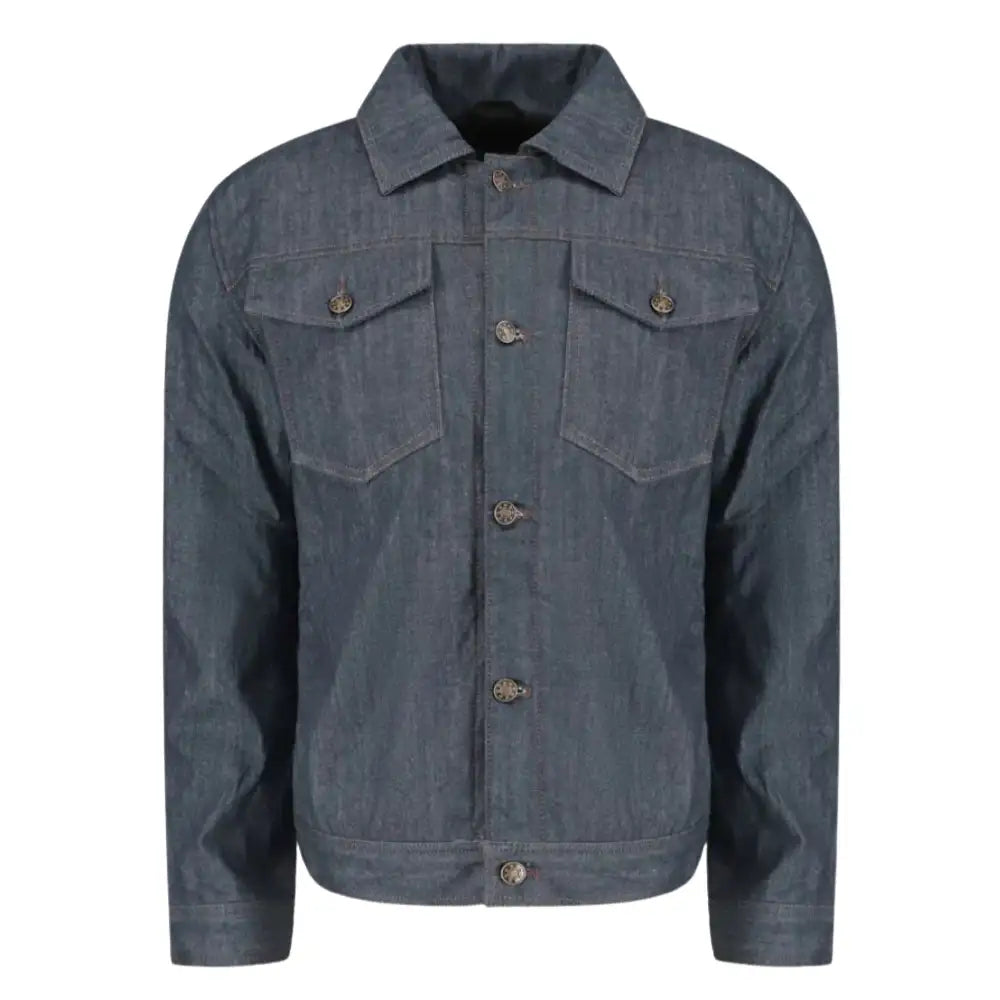 Julian Armored Blue Denim Leather Motorcycle Jacket with Kevlar Lining