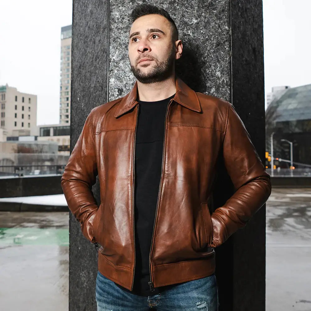 Kai Classic two tone brown leather jacket
