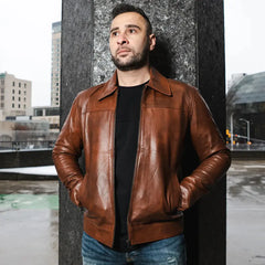 Kai Classic two tone brown leather jacket