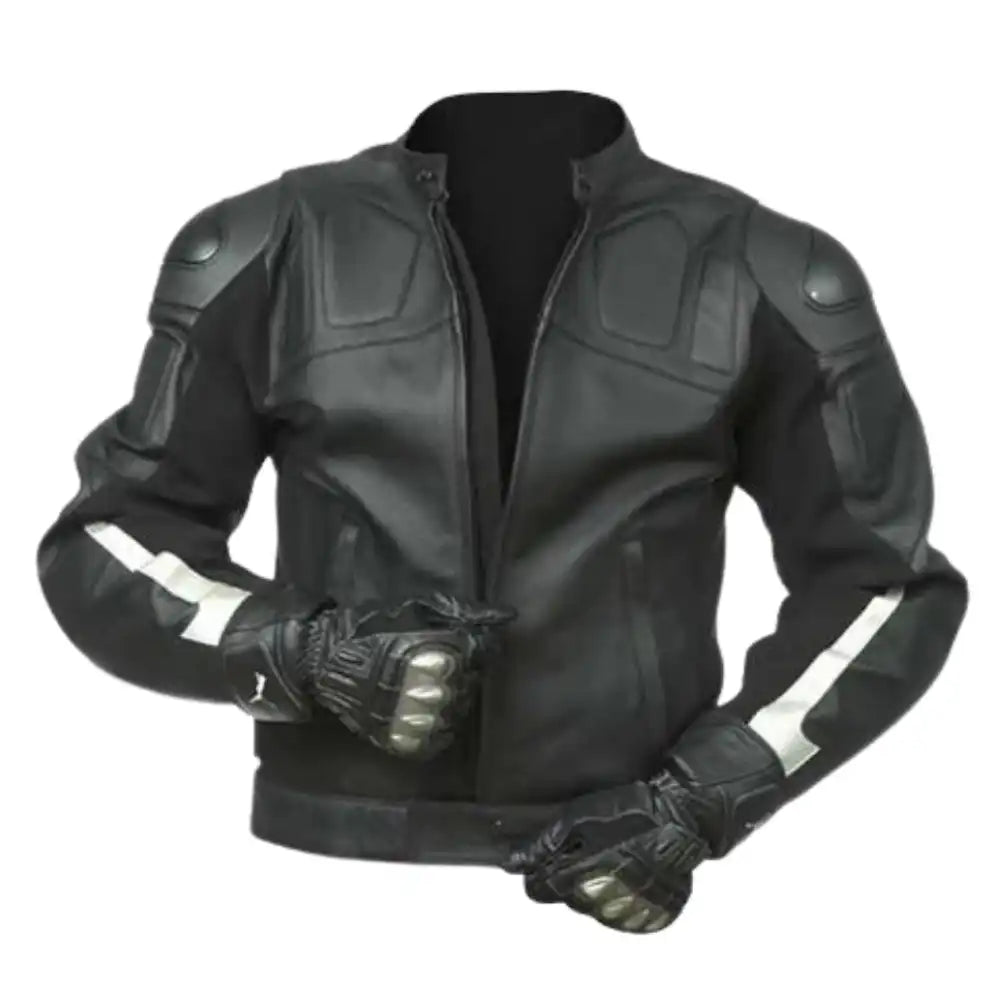 Leather Motorcycle Racer Jacket with Armor