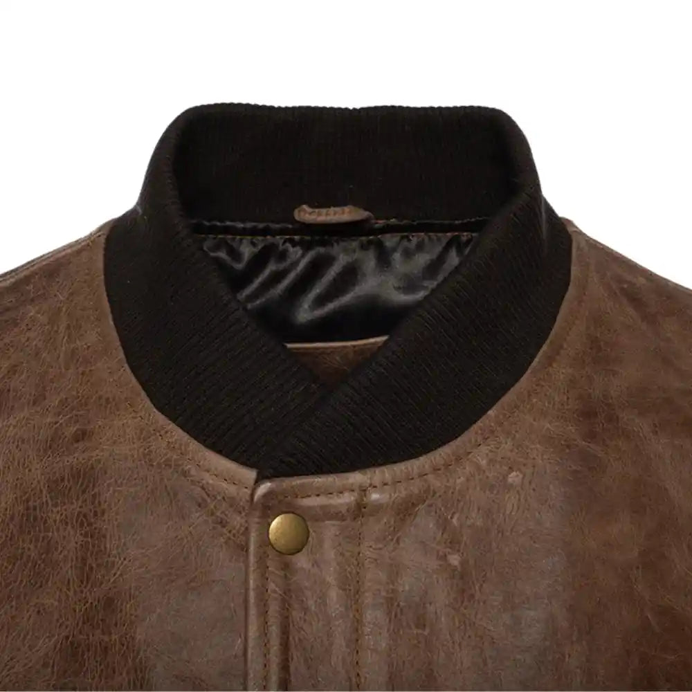 Levi Brown Oiled leather Bomber jacket