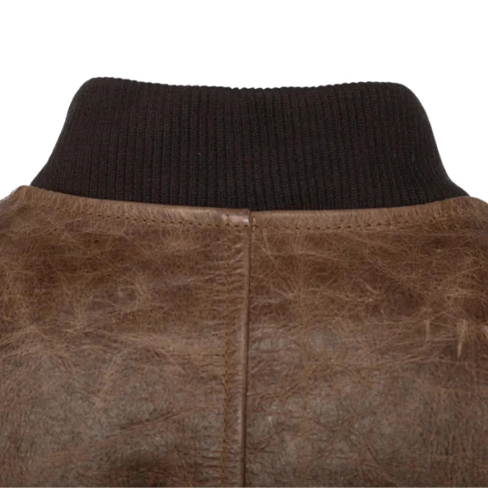 Levi Brown Oiled leather Bomber jacket