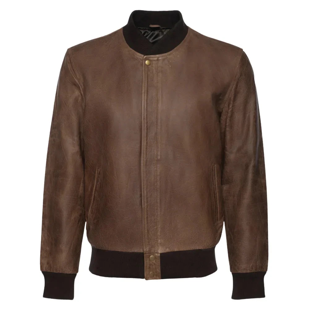 Levi Brown Oiled leather Bomber jacket