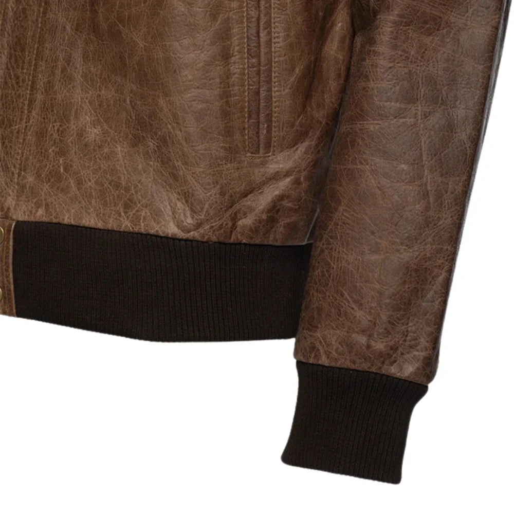 Levi Brown Oiled leather Bomber jacket