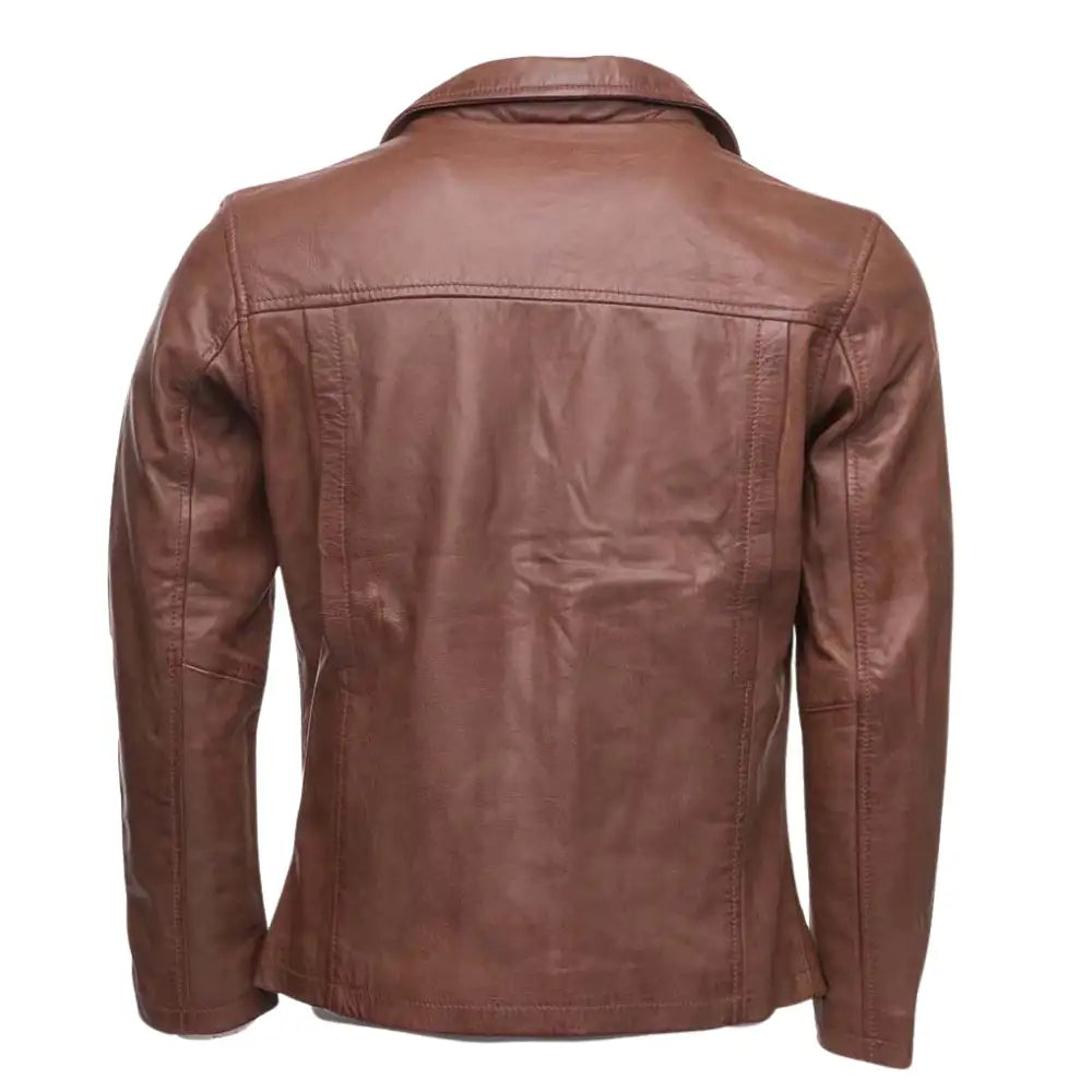 Liam Jackson Dark Cognac Leather Biker Jacket