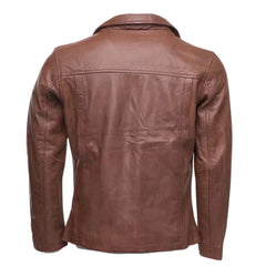 Liam Jackson Dark Cognac Leather Biker Jacket
