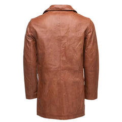 Logan English tan leather trench coat