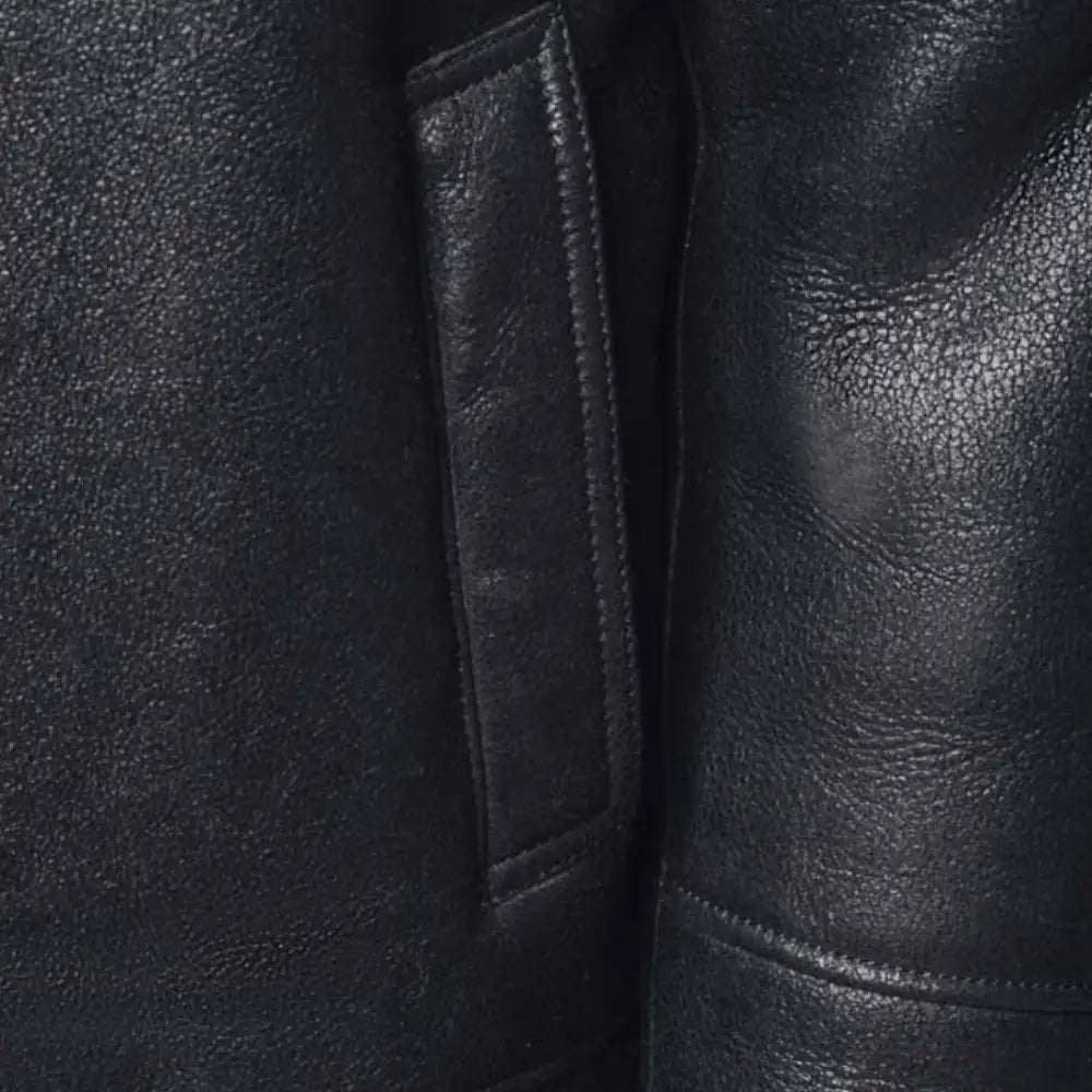 Lucas Black Aviator bomber shearling jacket with Hoodie