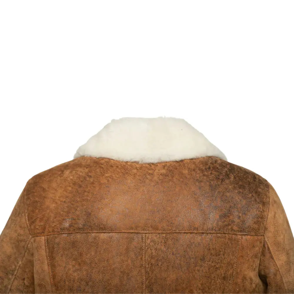 Lucian's distressed brown A2 Bomber shearling jacket