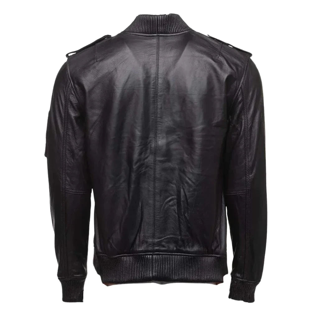 MA-1 black bomber leather Jacket