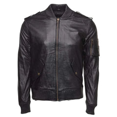 MA-1 black bomber leather Jacket