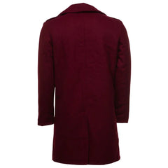 Men's Burgundy Wool 3/4 double breasted coat